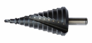 Step drill OREN with spiral flute, HSS TiAlN 4-39 mm, 3 mm steps